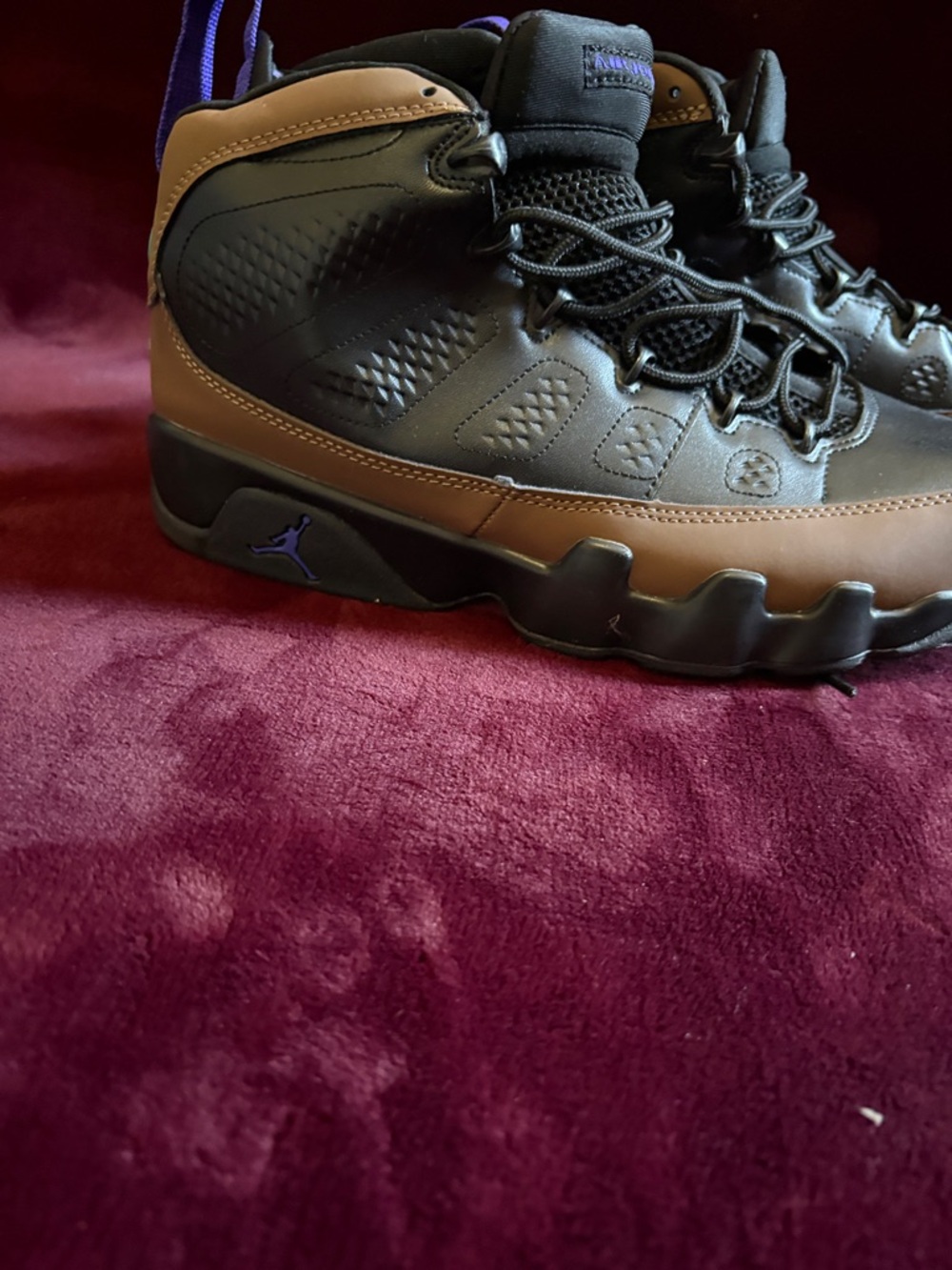 Jordan Men's High-Top Sneakers in Black, Brown & Purple Accents